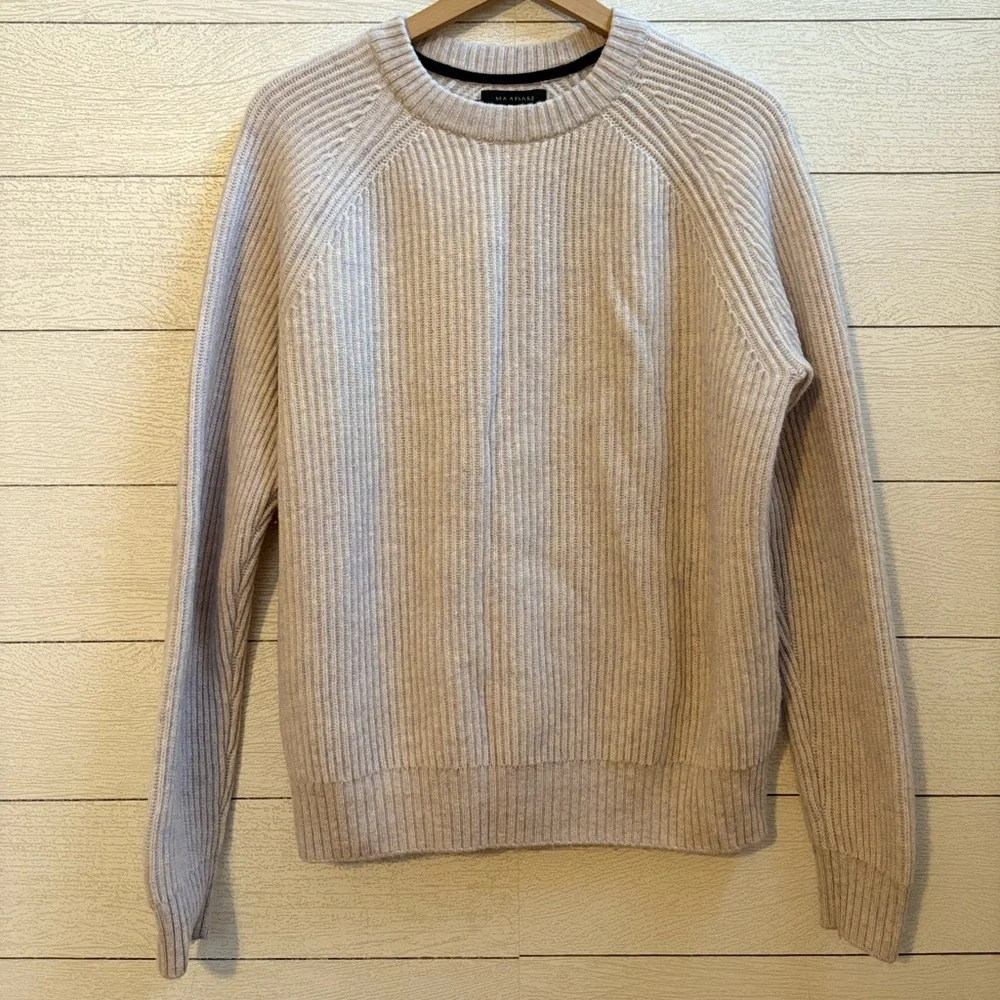 NAADAM Ribbed Wool Cashmere Blend Crewneck Sweater – Women’s L – Heather Oatmeal - Picture 3 of 9